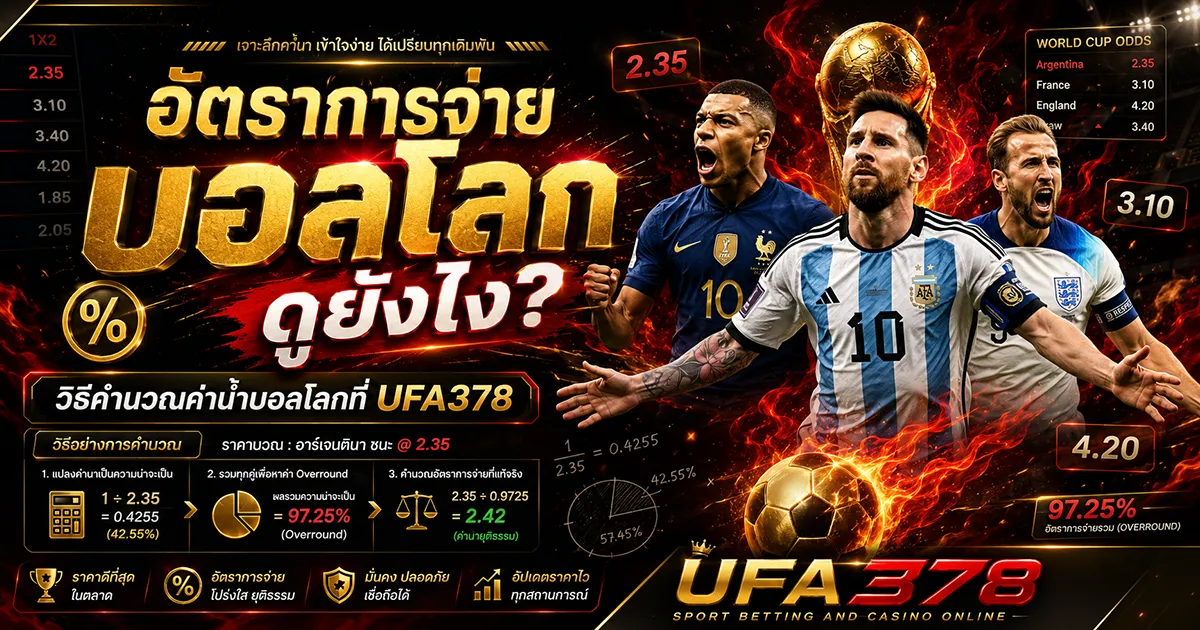 อัตราการจ่ายบอลโลก ดูยังไง? วิธีคำนวณค่าน้ำบอลโลกที่ UFA378